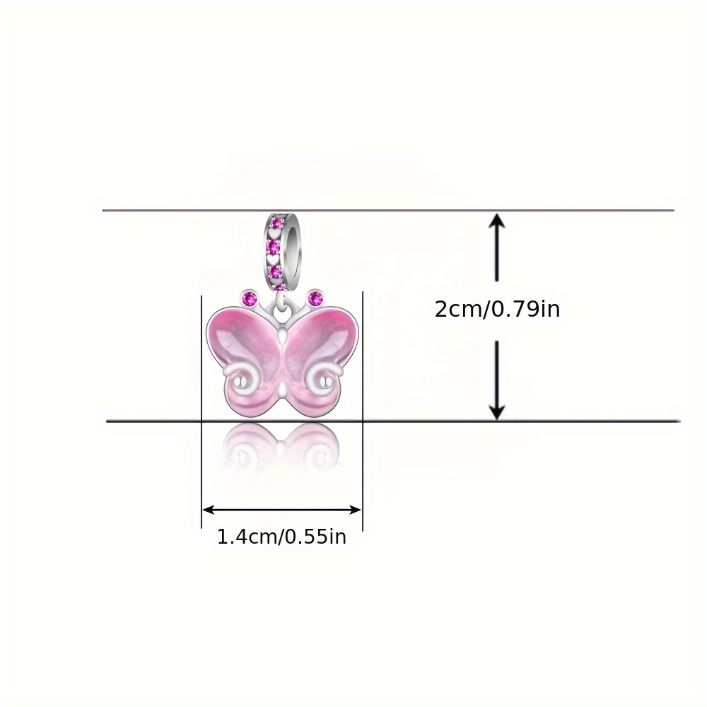 925 Sterling Silver Pink Translucent Butterfly Pendant